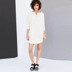 BDG Everly Dolman 3/4 Sleeve Cotton Denim White Mini Dress Size L